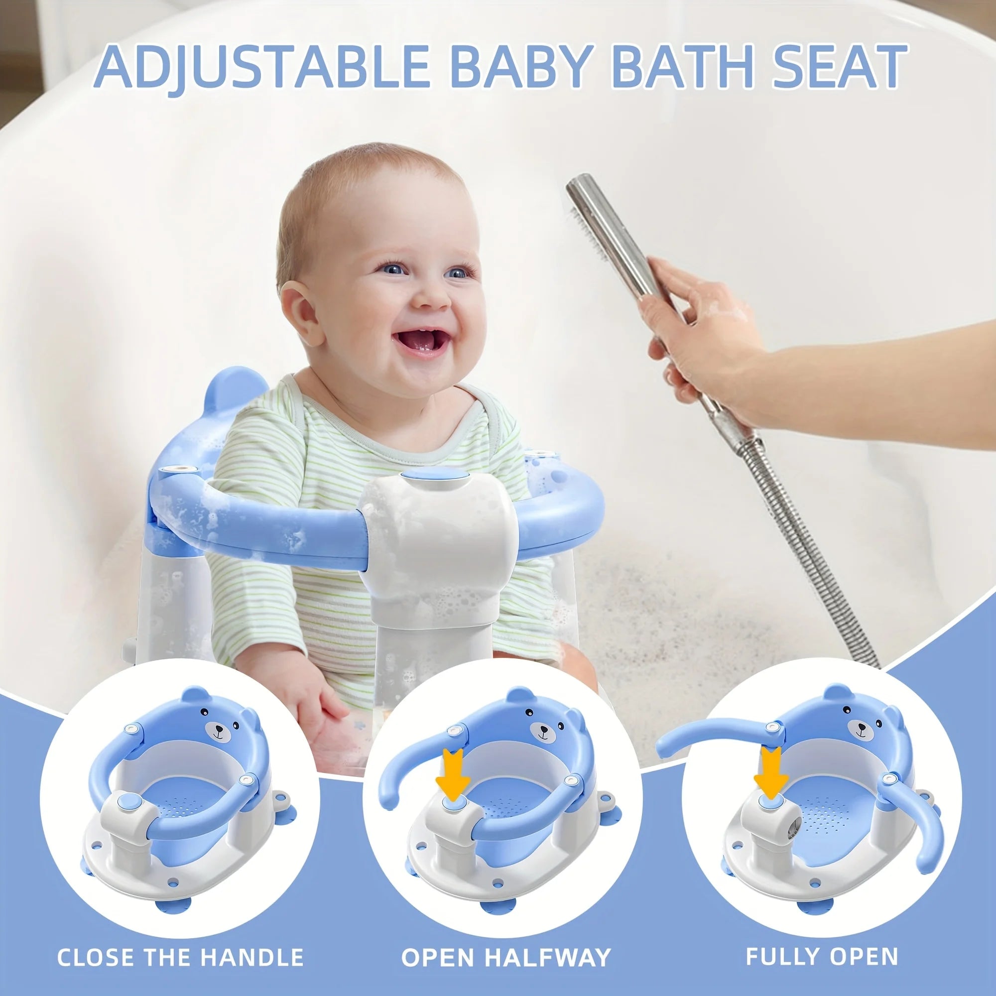 Baby Bath Seat For Babies Non-Slip Infant Chair With 4 Suction