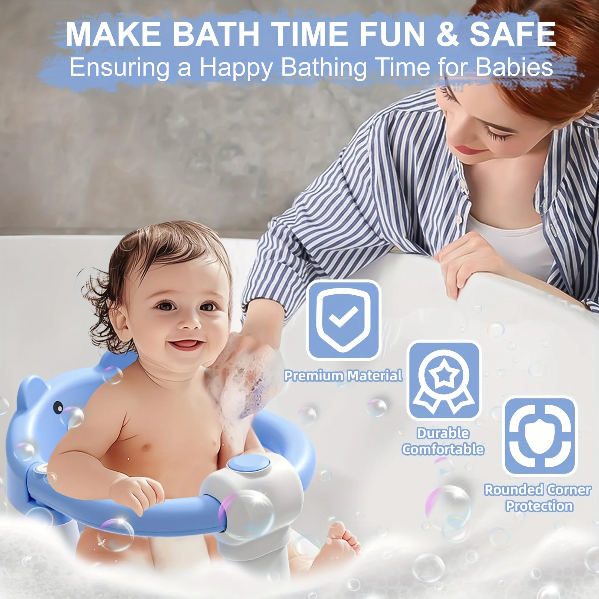 Baby Bath Seat For Babies Non-Slip Infant Chair With 4 Suction