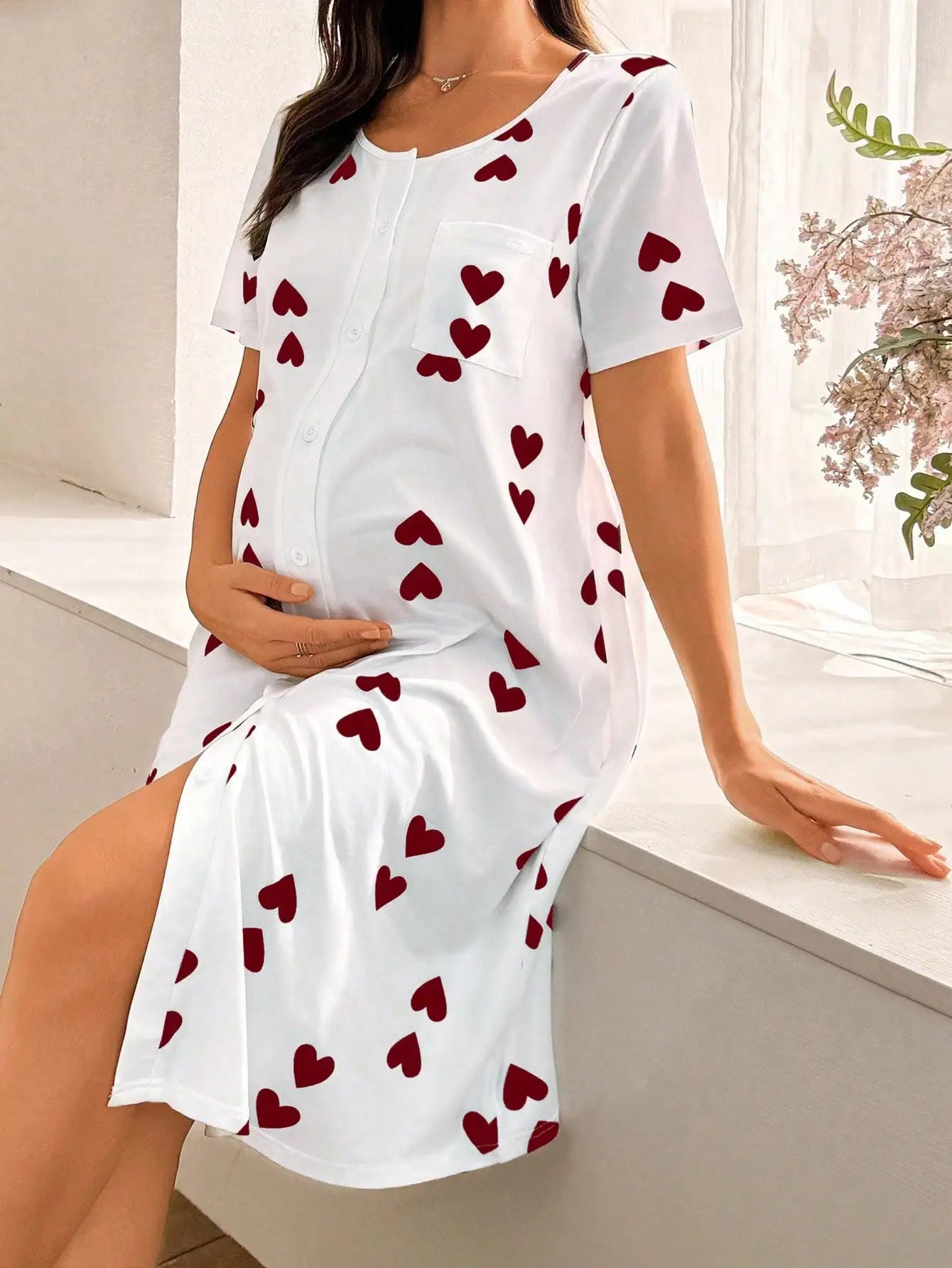 White Maternity Nightgown