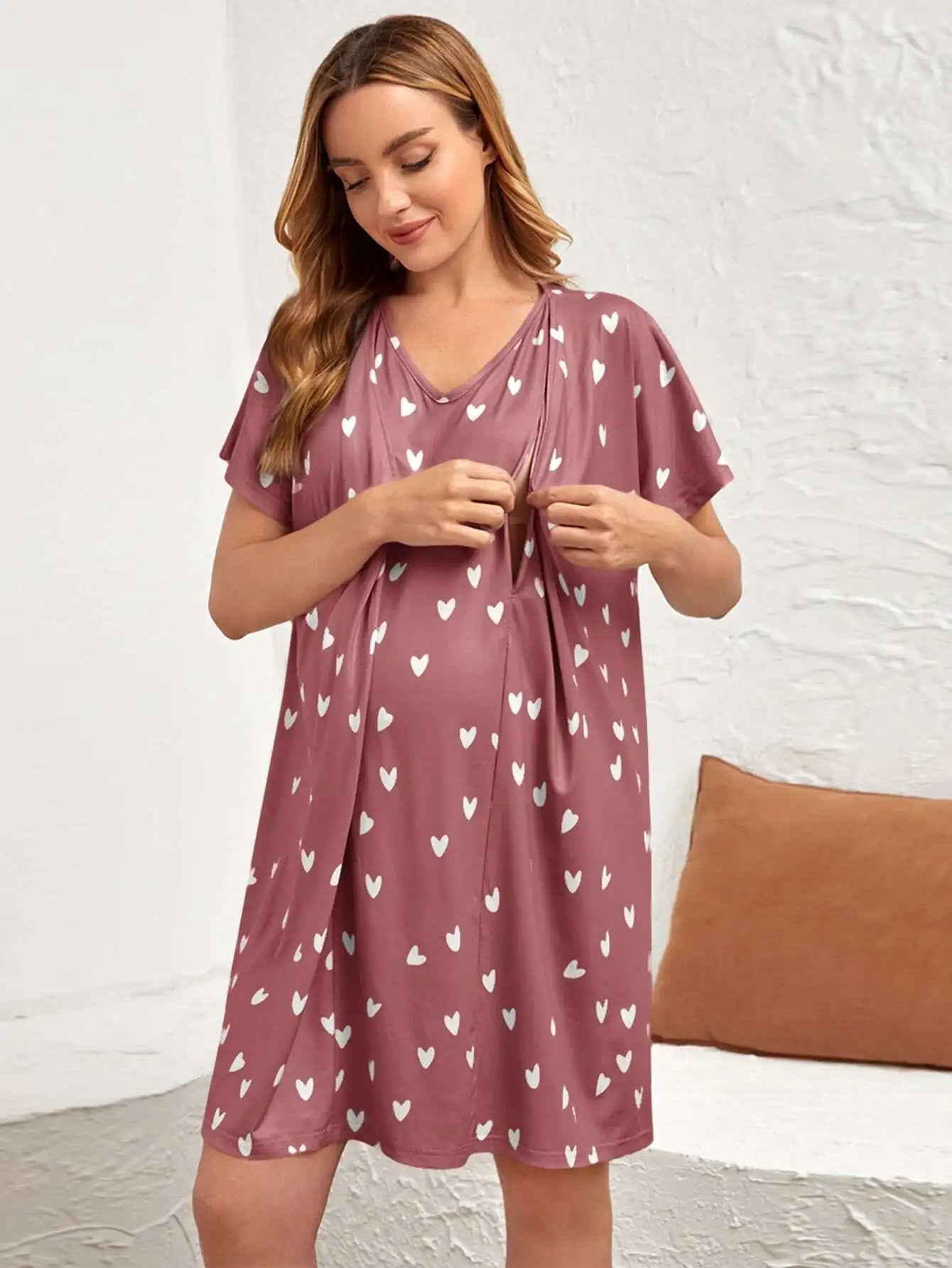 Maternity Batwing Sleeve Nursing Nightdress