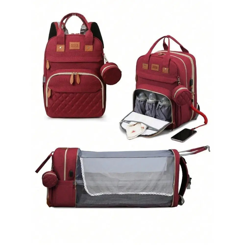 Changing Station, Foldable Diaper Bag Backpack with Bed ,