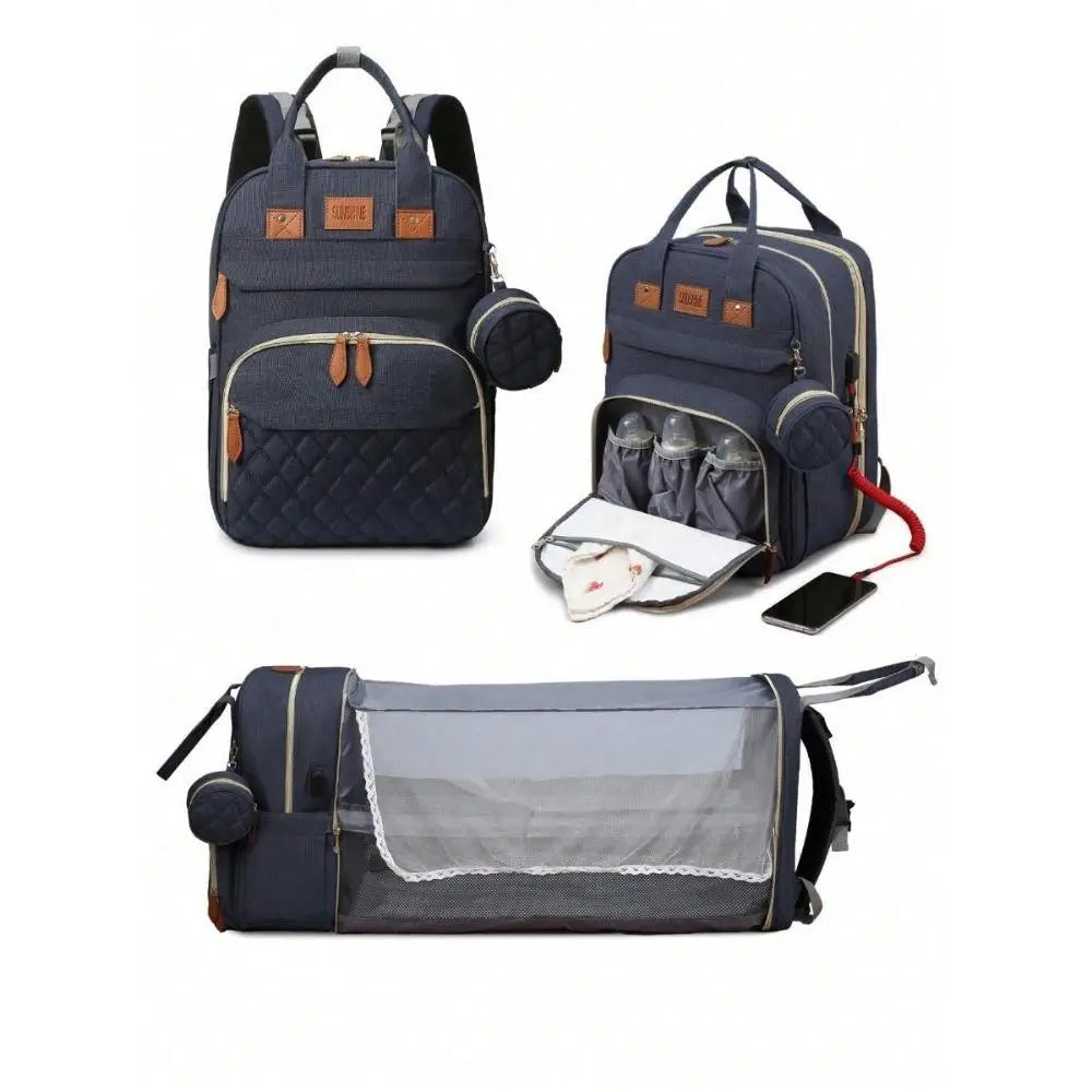 Changing Station, Foldable Diaper Bag Backpack with Bed ,
