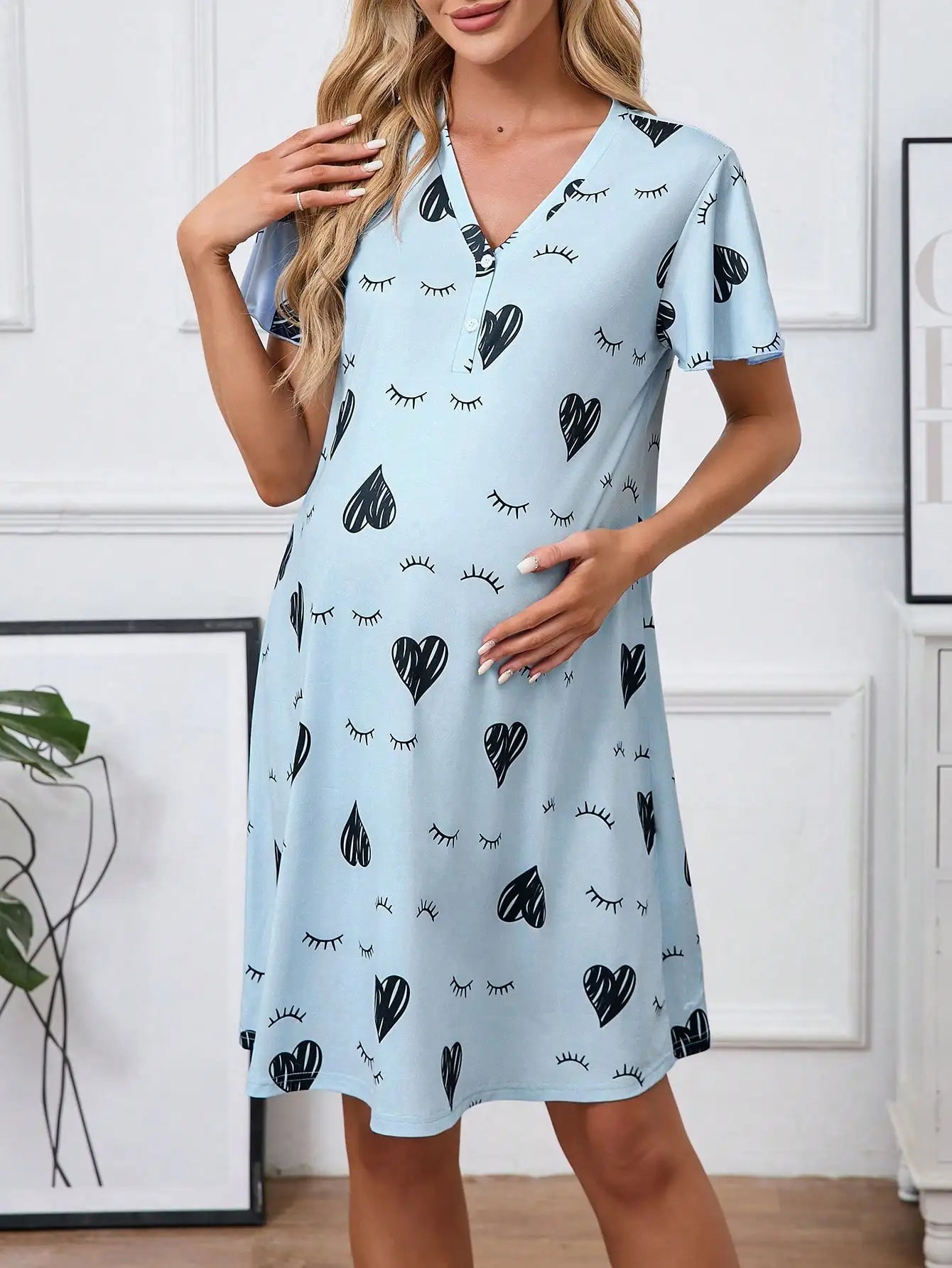 Maternity Nightgown Short Sleeve
