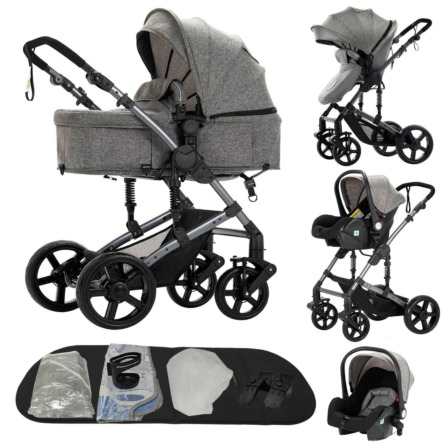 3 in 1 Baby Stroller with Car Seat ISOFIX Compatible