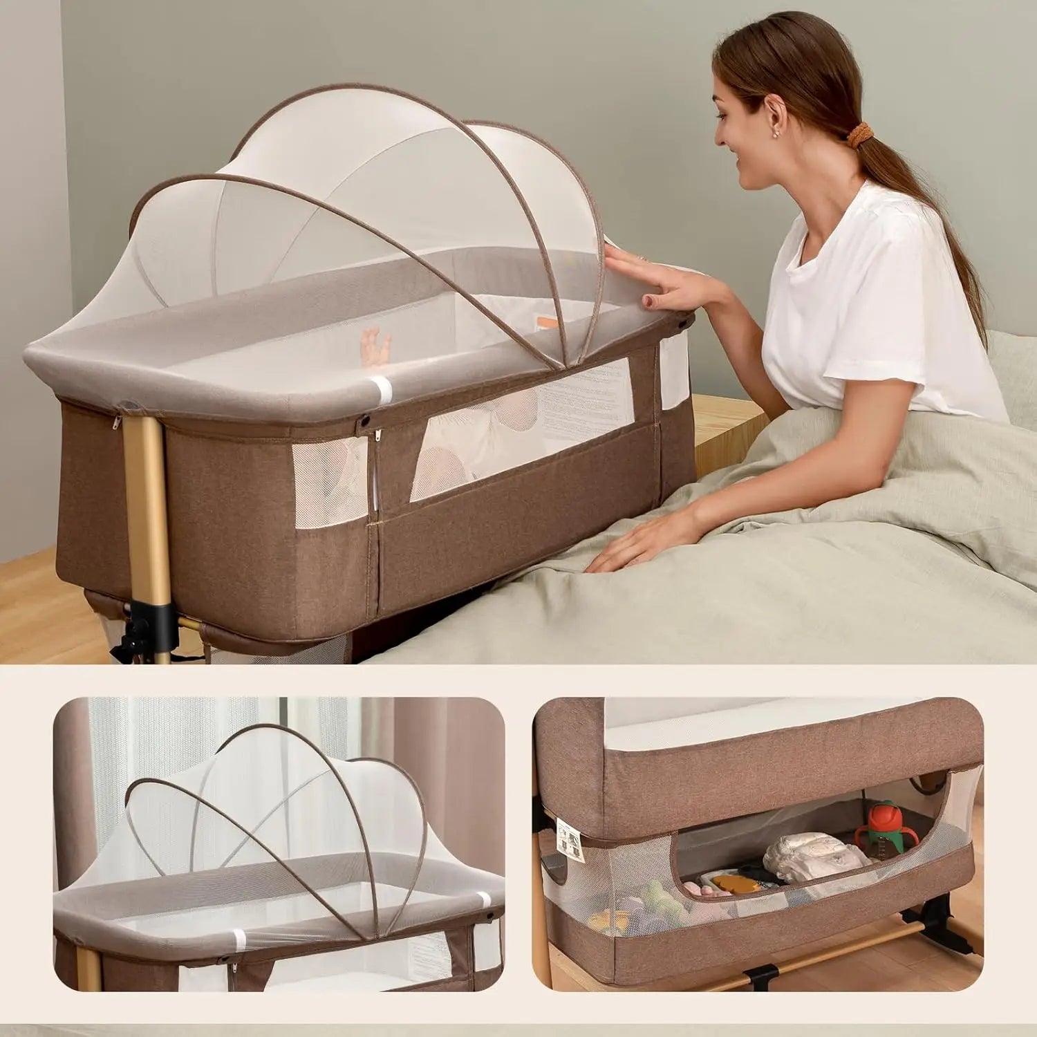 3-in-1 Adjustable Portable Baby Crib