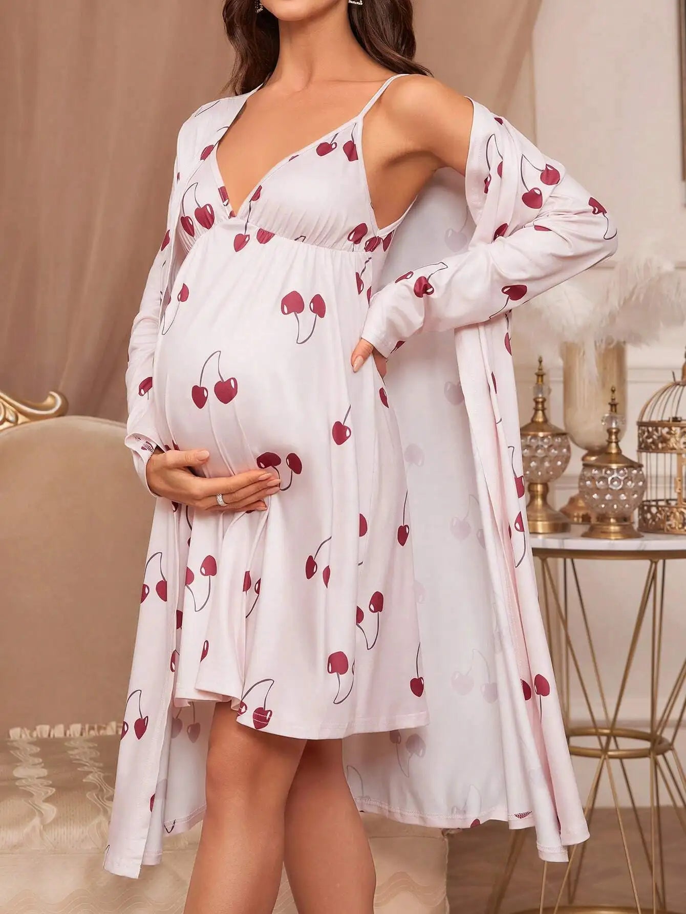 Maternity  Cami Sleep Dress with Robe Set