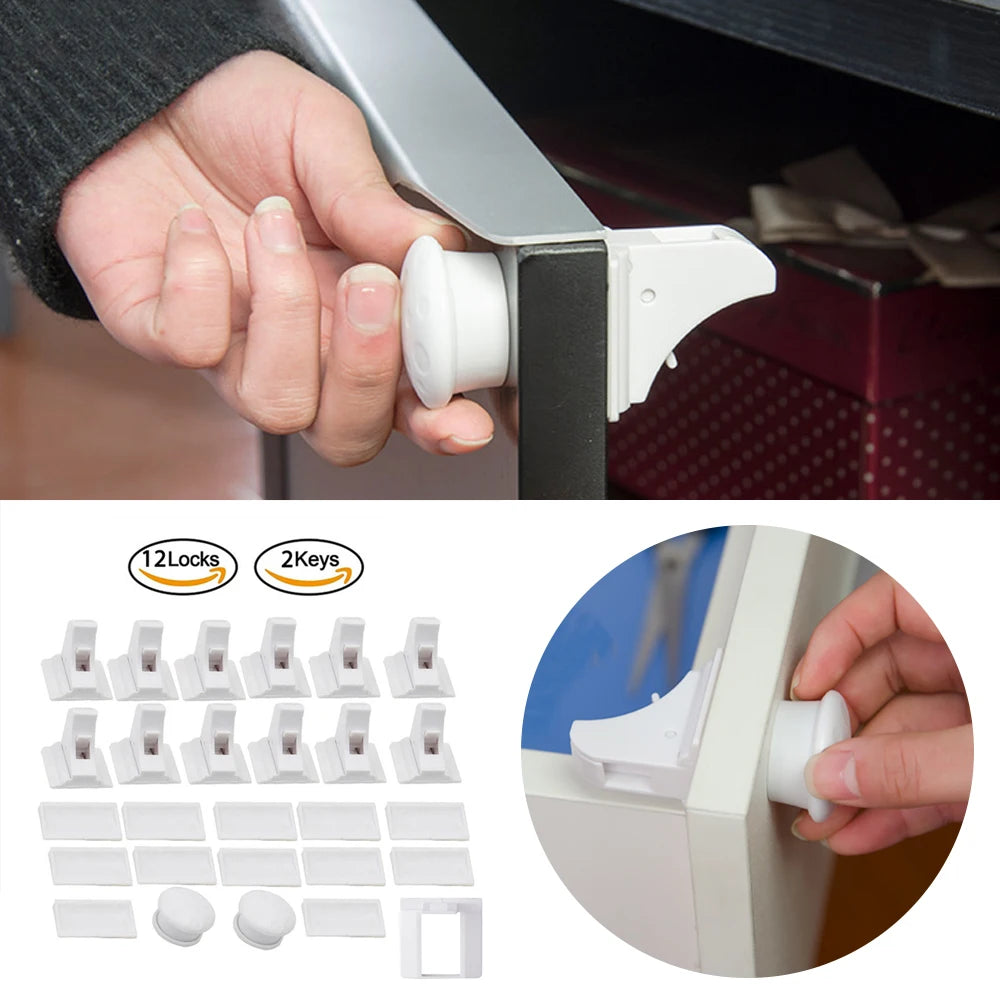 Magnetic Child Safety Lock invisible  Kids Security Drawer Latch Cabinet Door