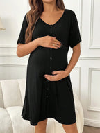 Maternity Short Sleeve Button-Front for Lounge