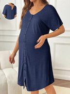 Maternity Short Sleeve Button-Front for Lounge