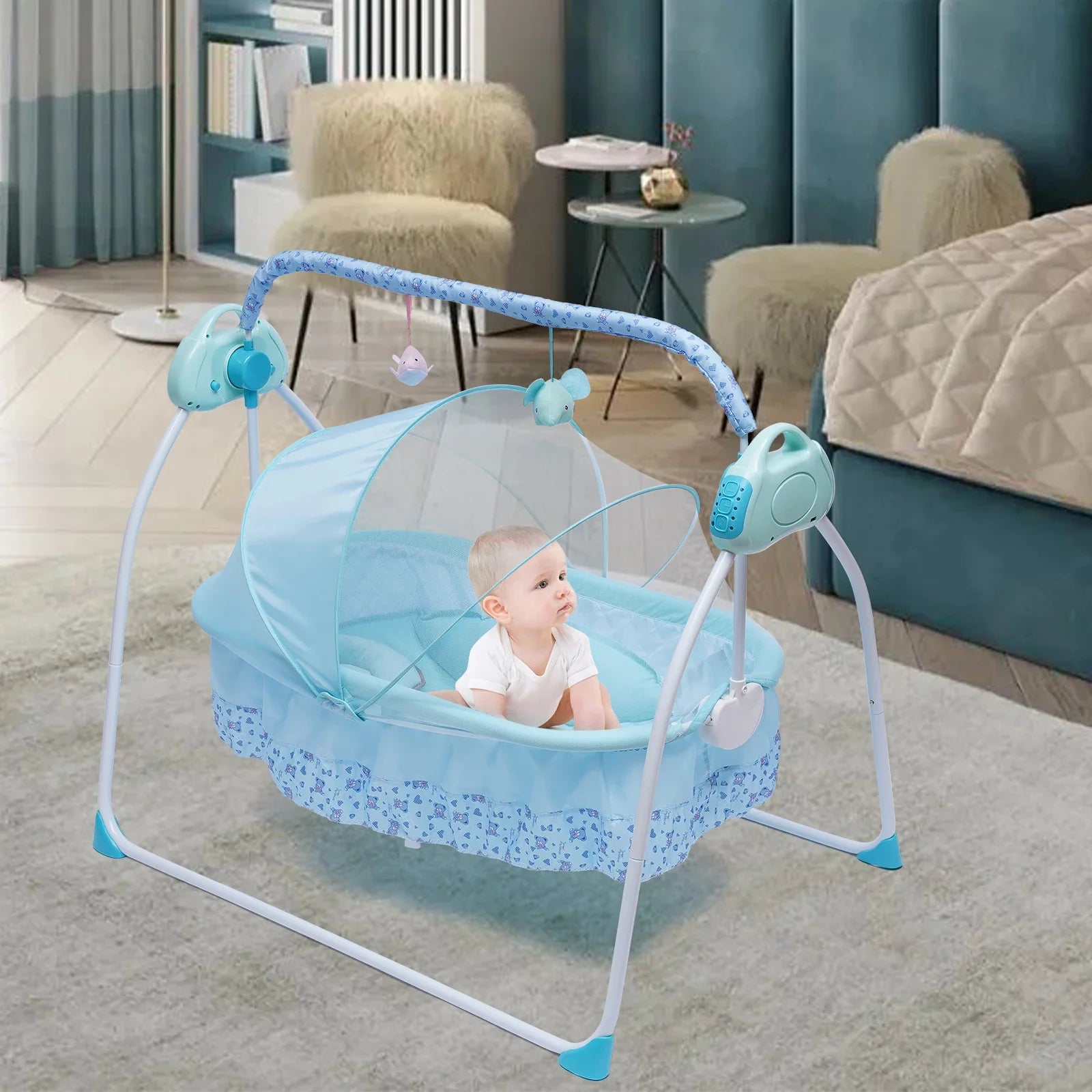 25kg Electric Baby Crib Cradle Auto Swing Bed
