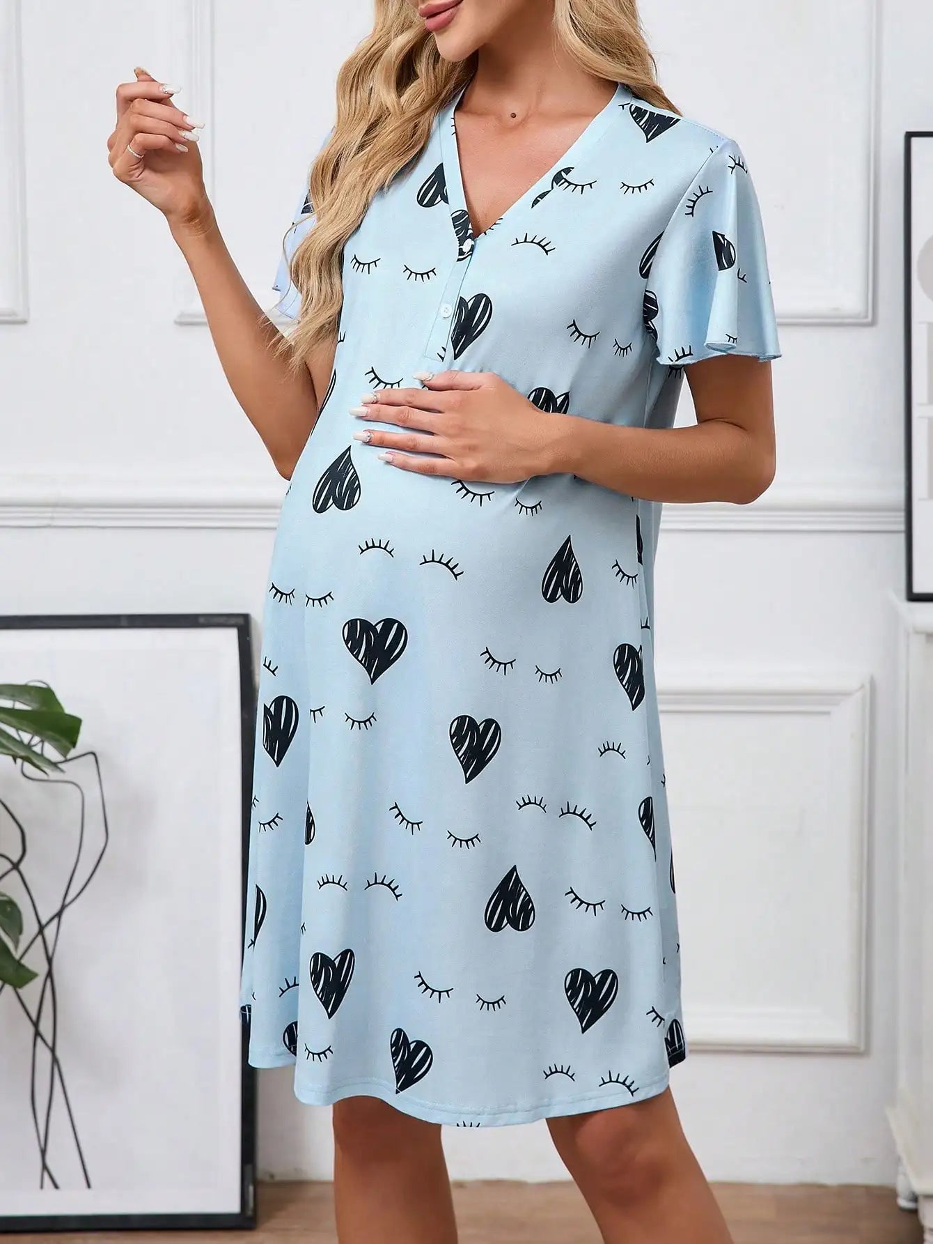 Maternity Nightgown Short Sleeve