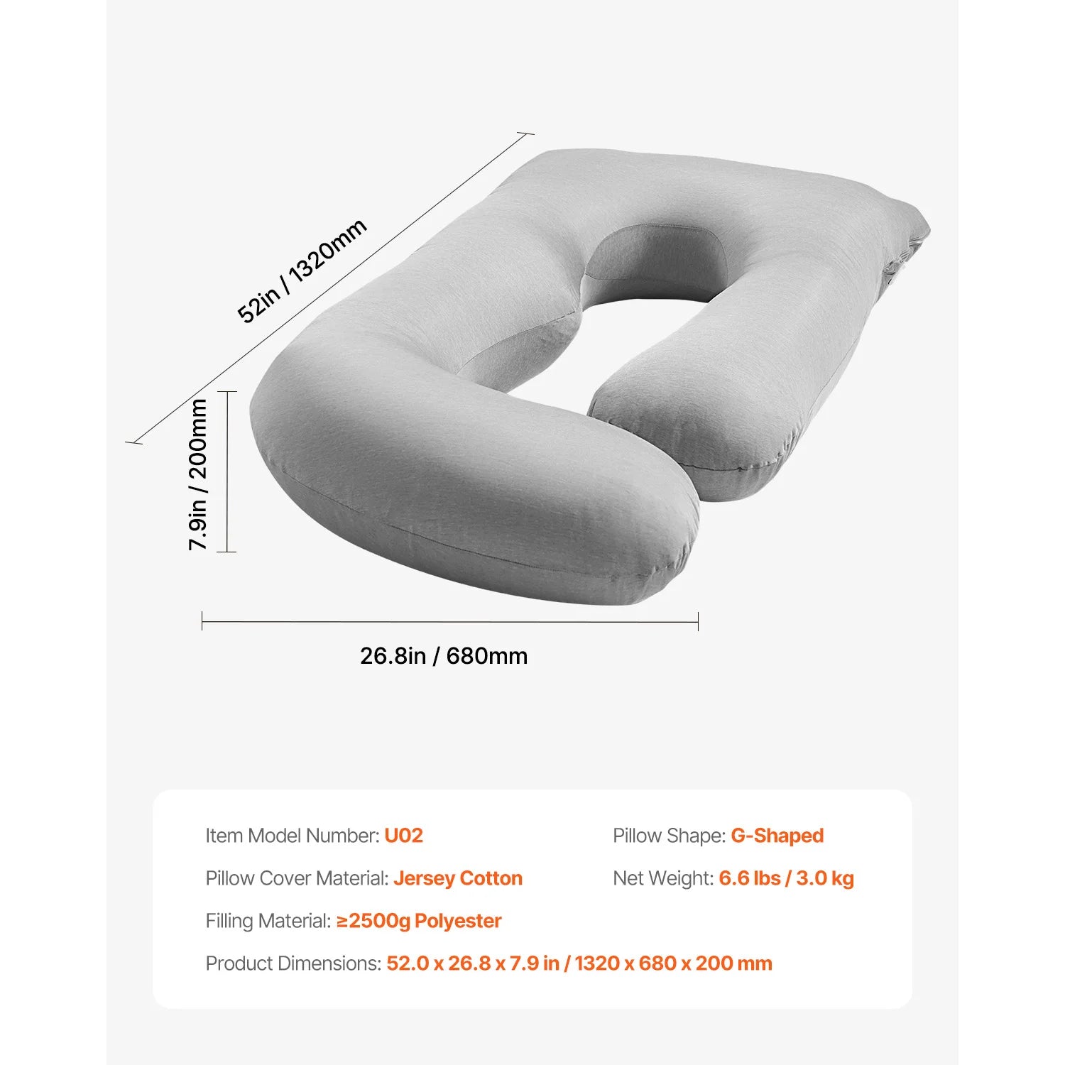 Pregnancy Pillow with Removable &Washable Cover