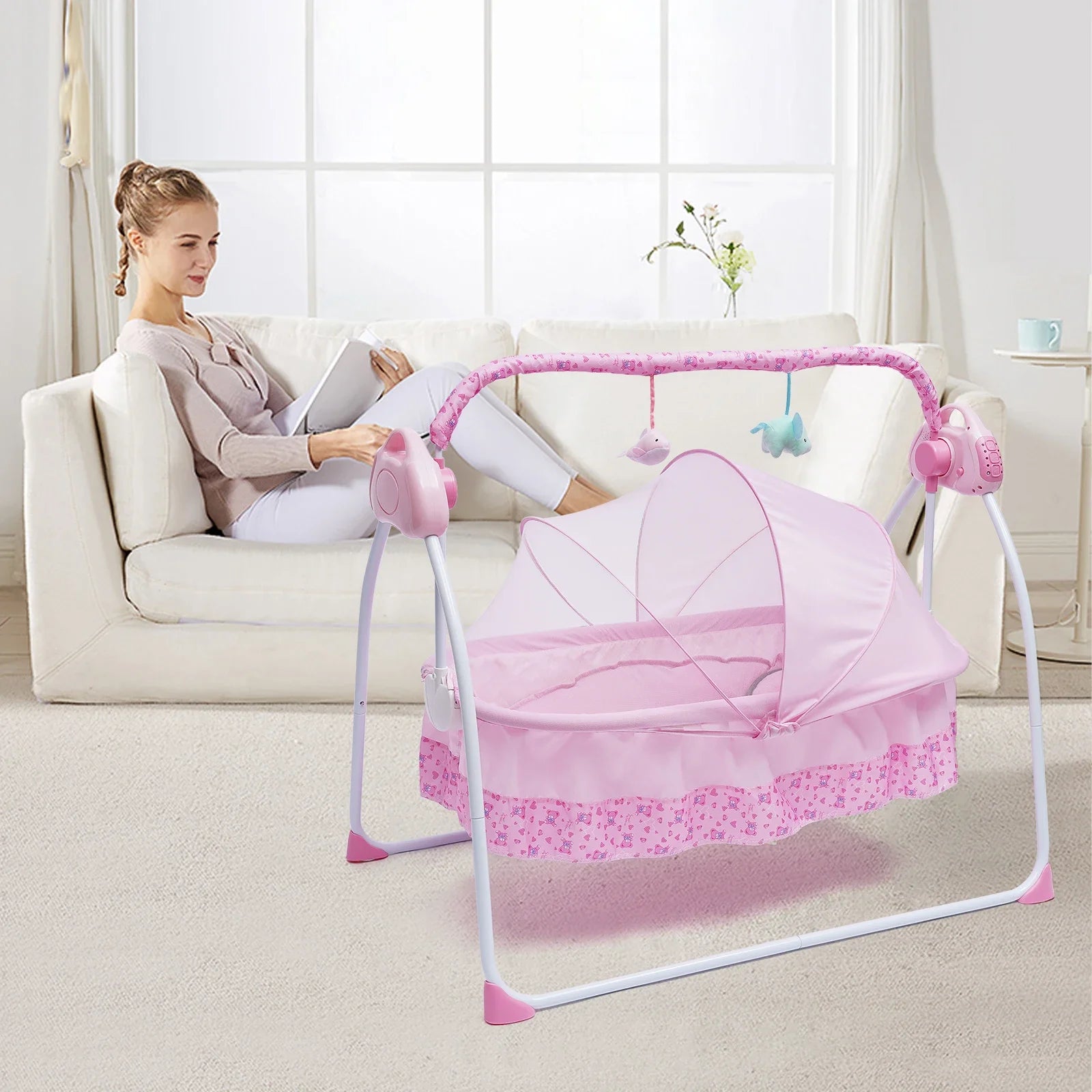 25kg Electric Baby Crib Cradle Auto Swing Bed