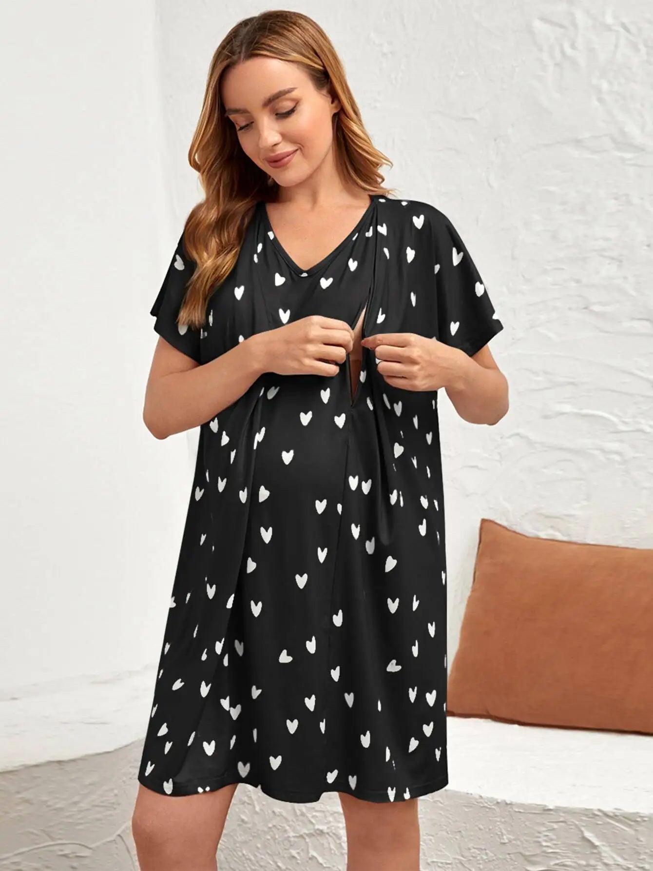 Maternity Batwing Sleeve Nursing Nightdress