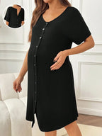Maternity Short Sleeve Button-Front for Lounge