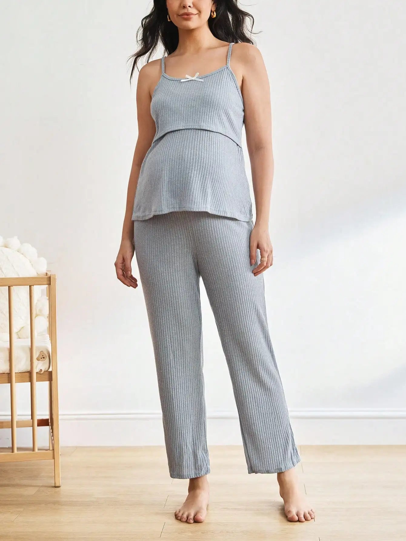 3-Piece Maternity  Nursing Pants & Long Sleeve Robe