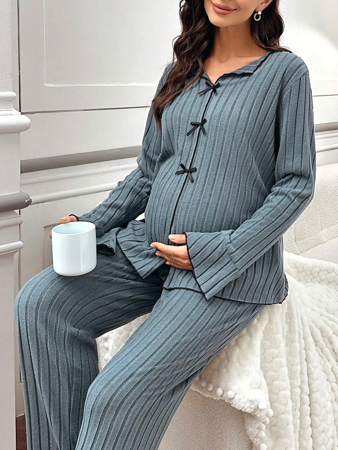 Maternity Ribbed Pajama Set