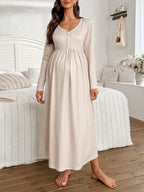 Striped V-Neck Maternity Dress
