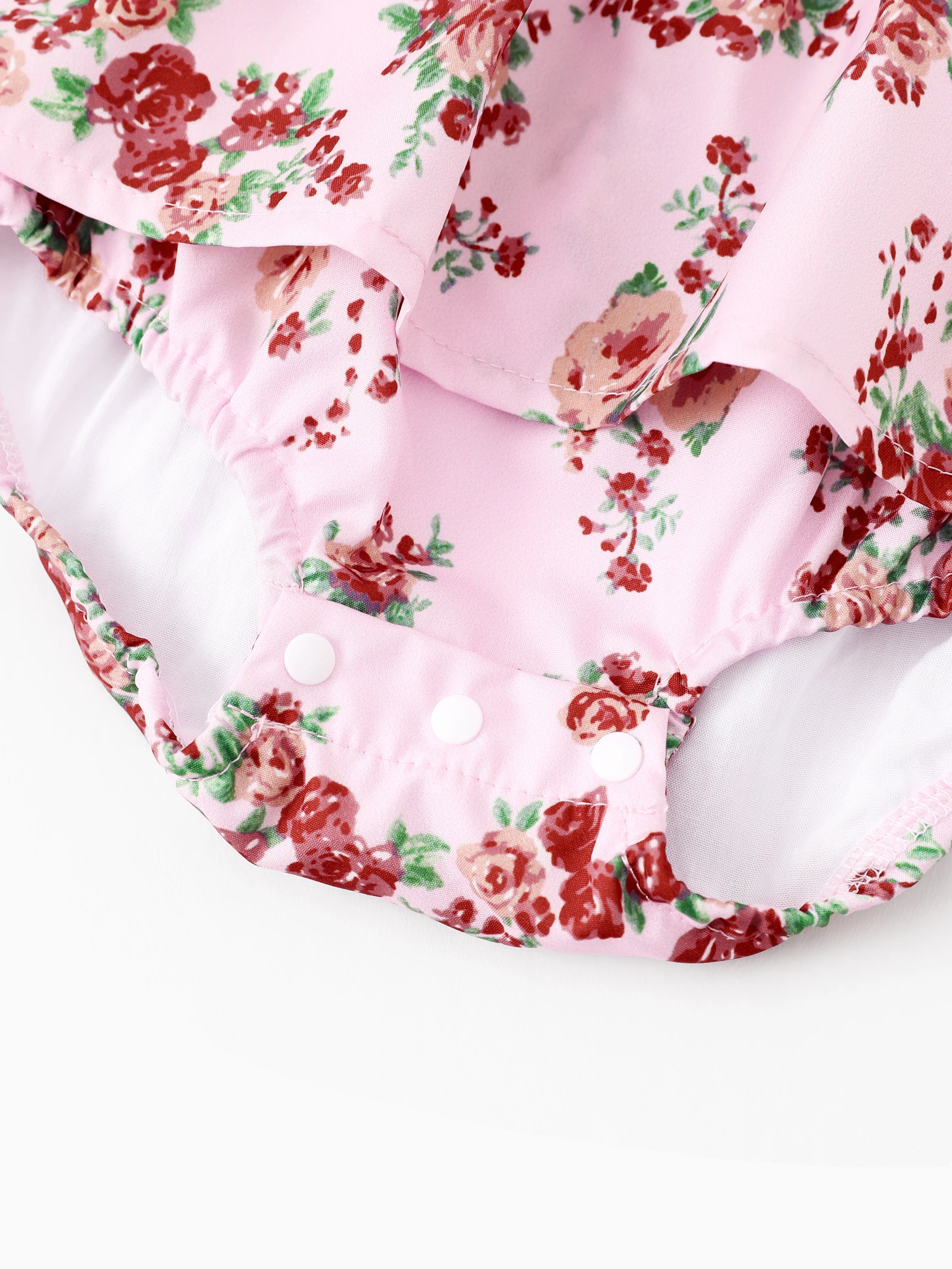 Family Matching Pink Floral Square Neck Dress -