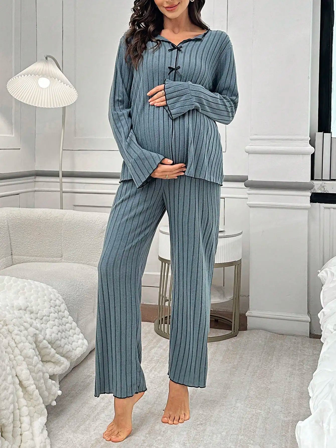 Maternity Ribbed Pajama Set