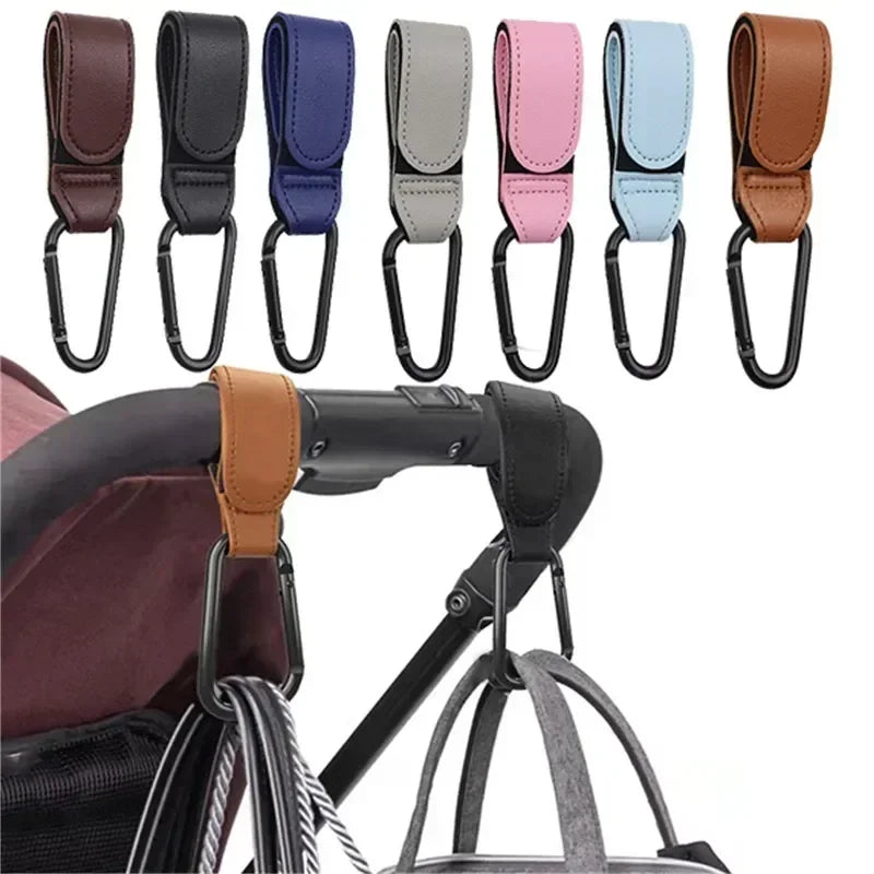 1/2pcs PU Leather Baby Bag Stroller Hook Accessories