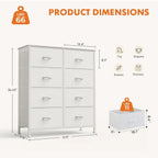 8 Drawers, Anti Tip  Chests  with Wooden Top Metal Frame