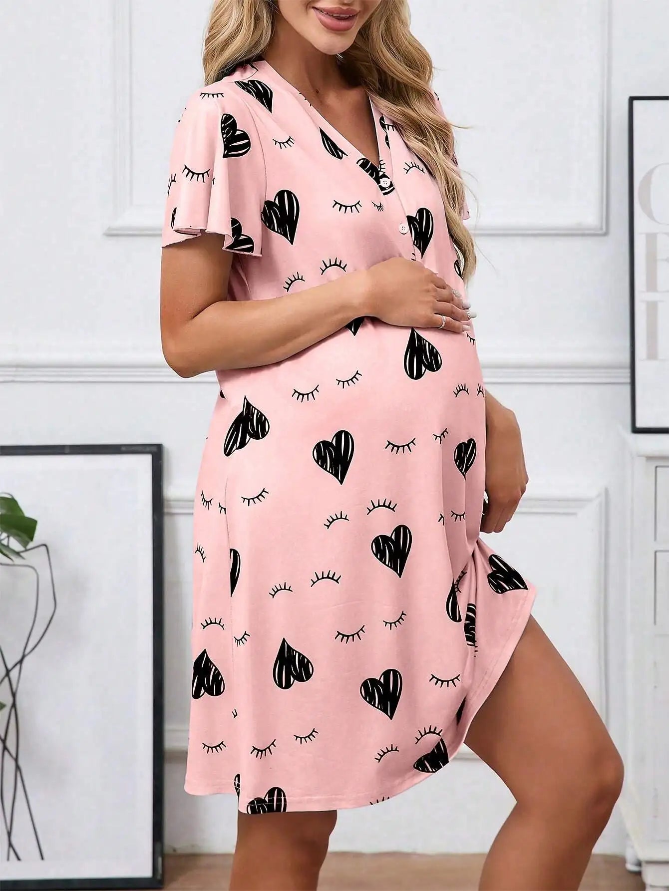 Maternity Nightgown Short Sleeve