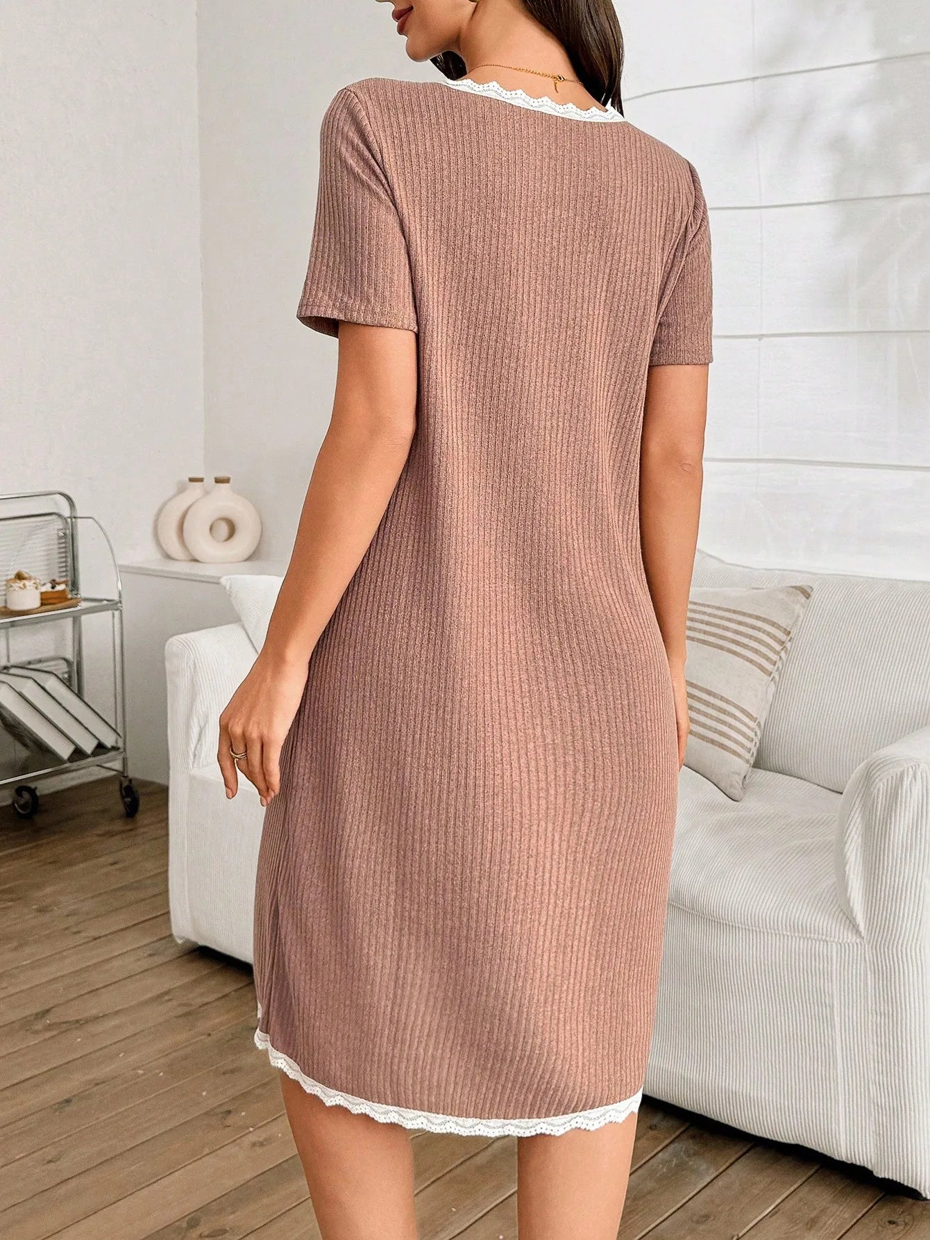 Maternity V-Neck Button-Front Short Sleeve