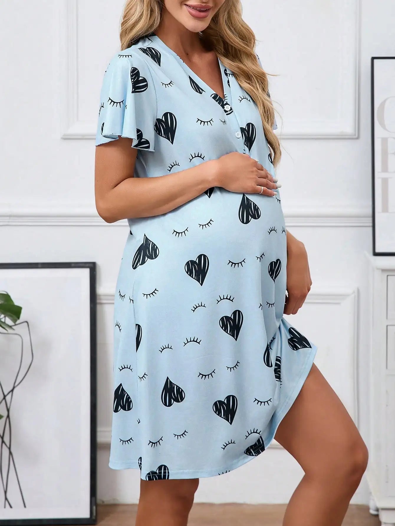 Maternity Nightgown Short Sleeve