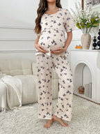 Short Sleeve Maternity Pajama with Nursing Access