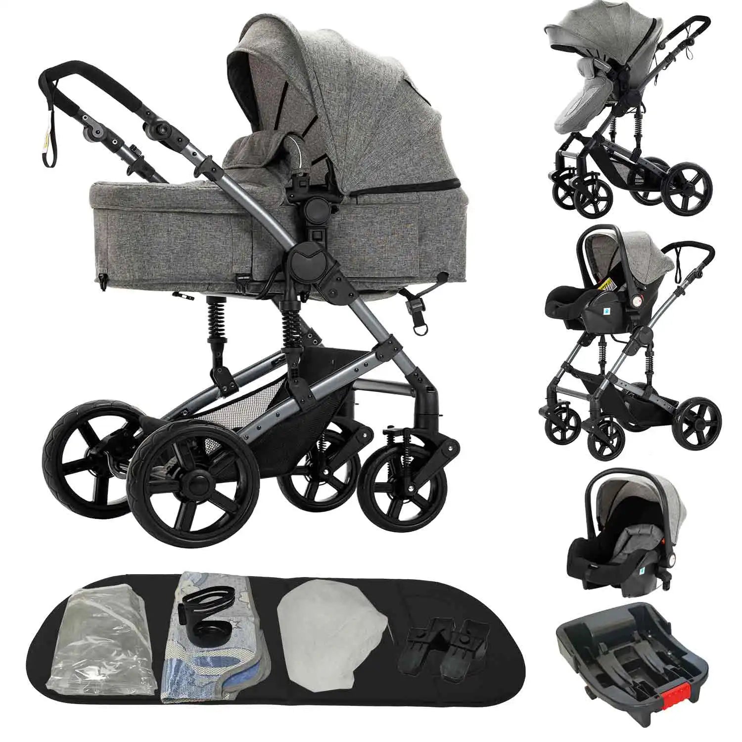 3 in 1 Baby Stroller with Car Seat ISOFIX Compatible