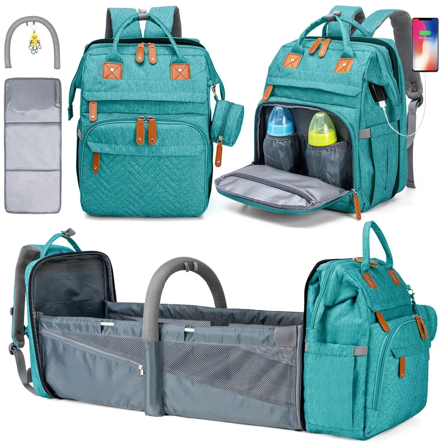 Large Capacity Diaper Backpack with Detachable Changing Station,