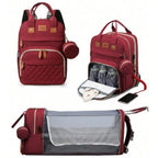 Changing Station, Foldable Diaper Bag Backpack with Bed ,