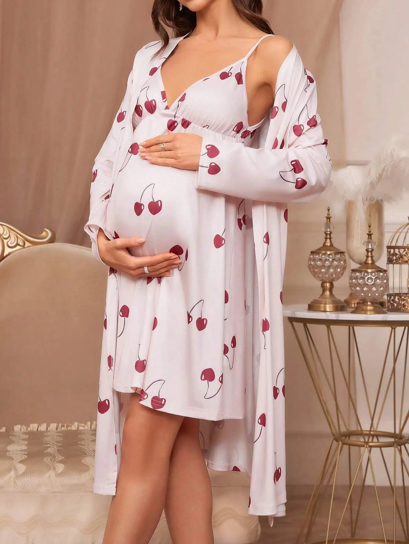 Maternity  Cami Sleep Dress with Robe Set