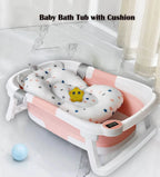 Foldable Baby Bath Tub with Bath Cushion  Thermometer