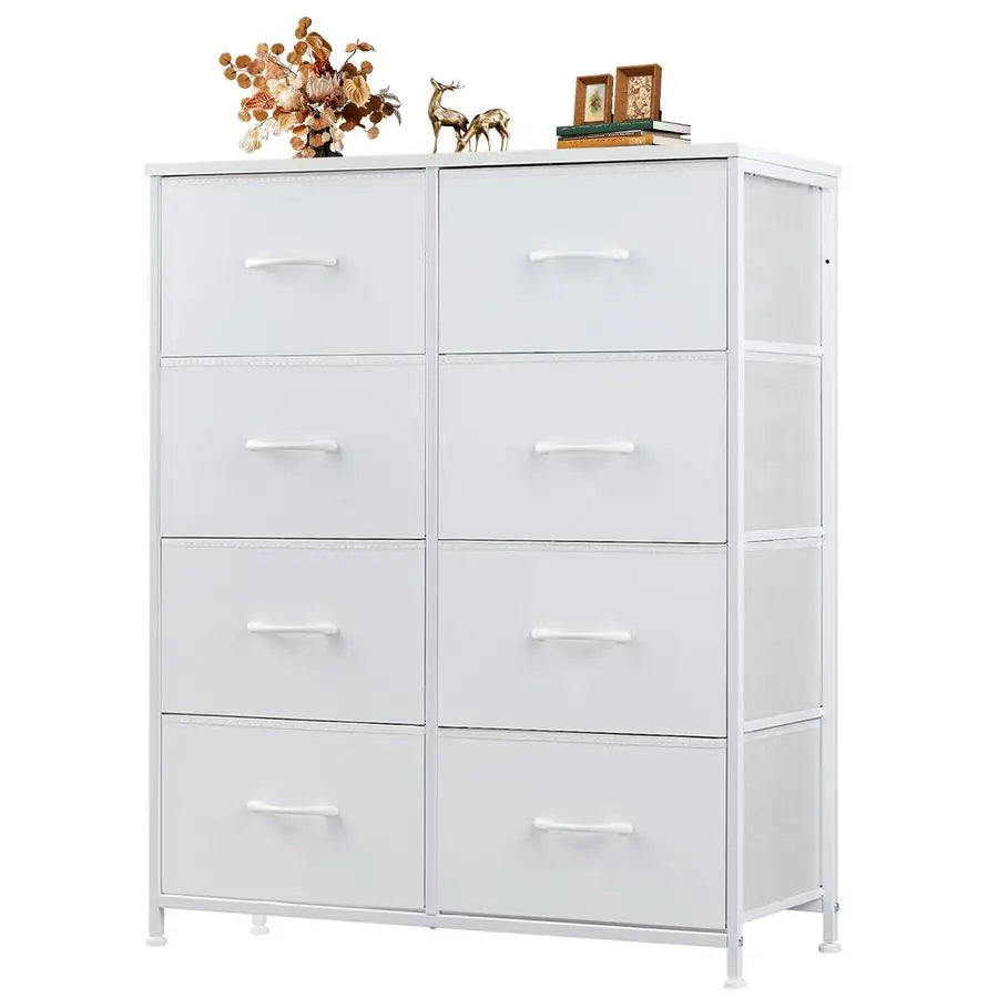8 Drawers, Anti Tip  Chests  with Wooden Top Metal Frame