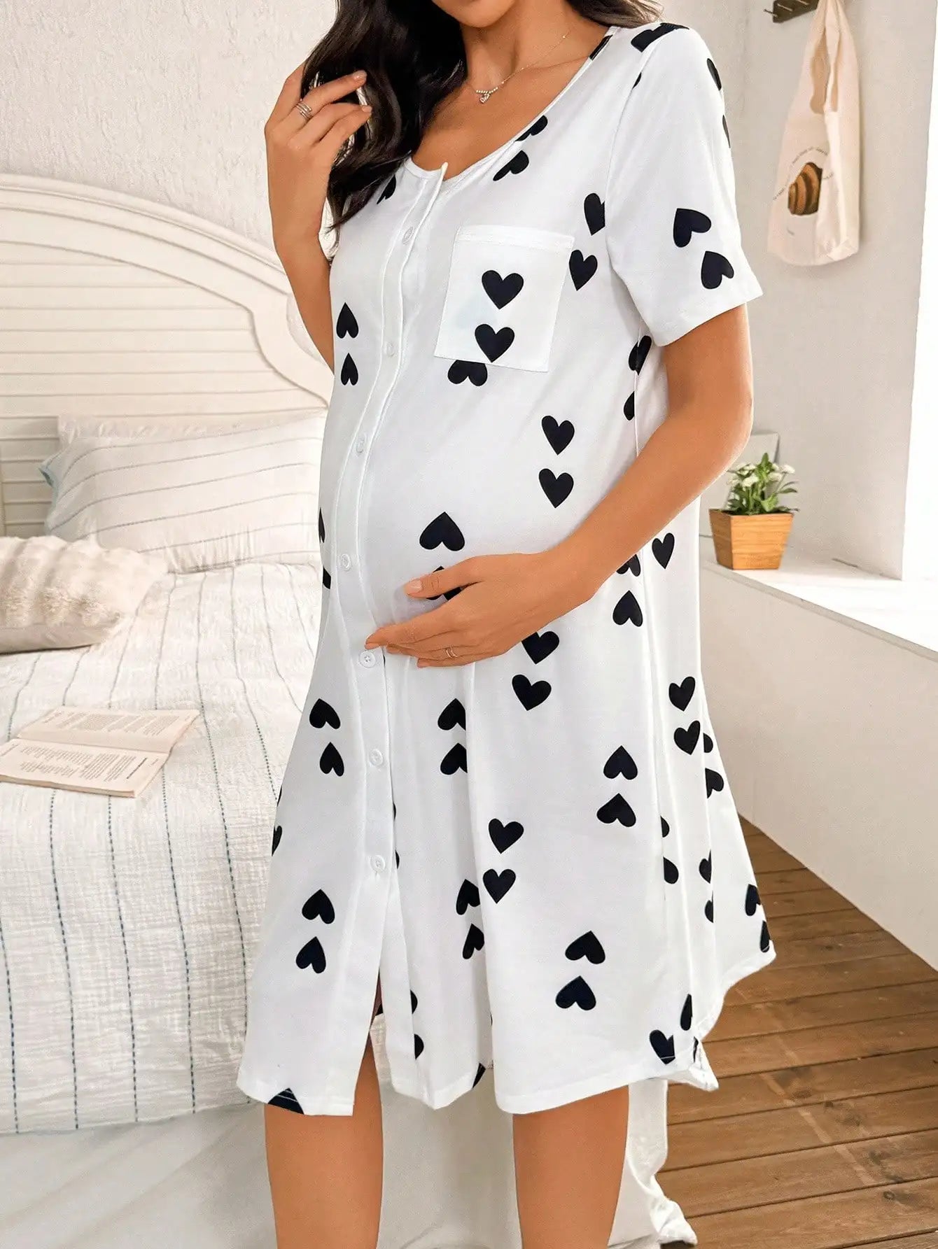 White Maternity Nightgown