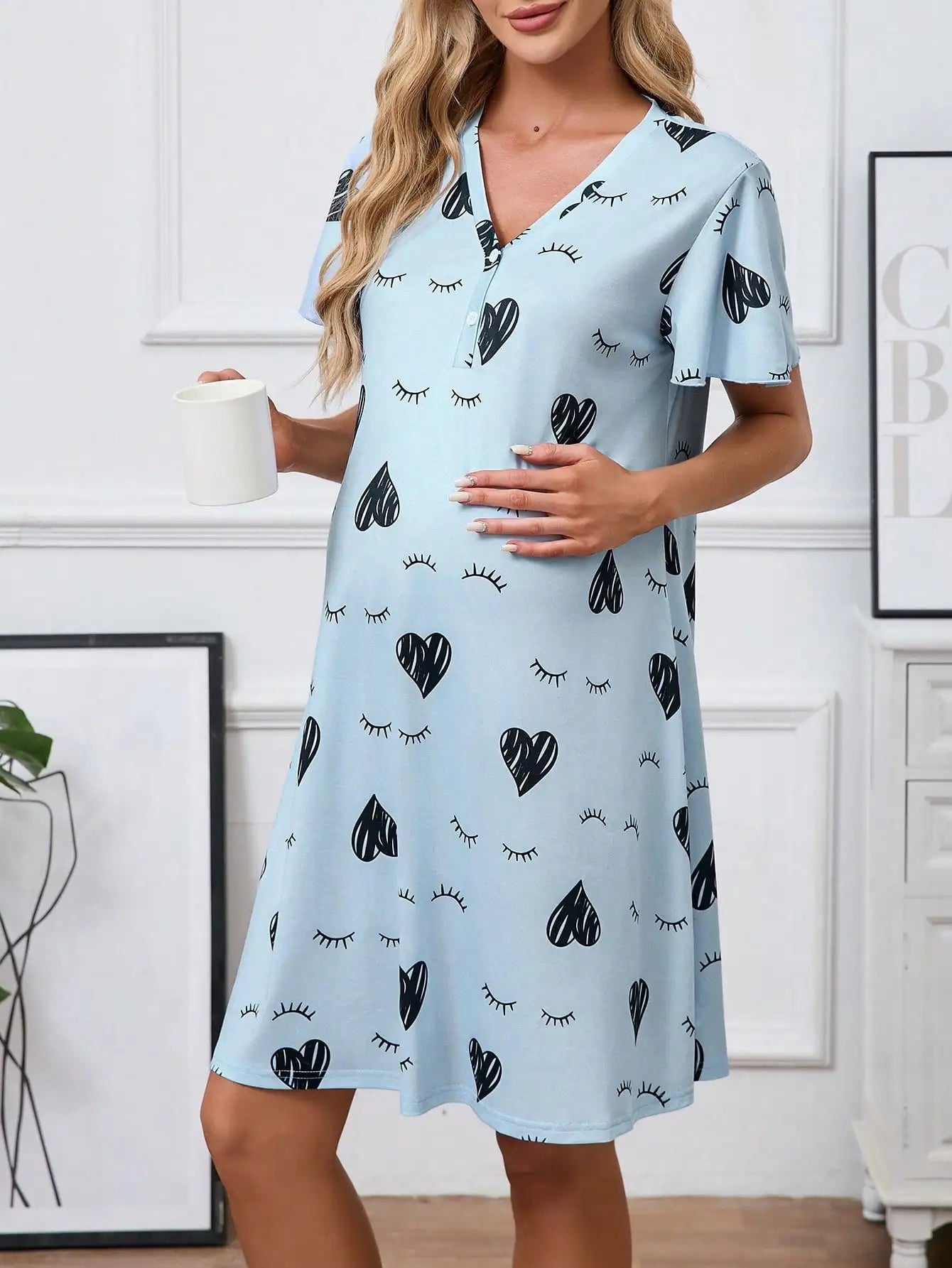 Maternity Nightgown Short Sleeve