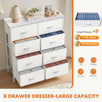 8 Drawers, Anti Tip  Chests  with Wooden Top Metal Frame