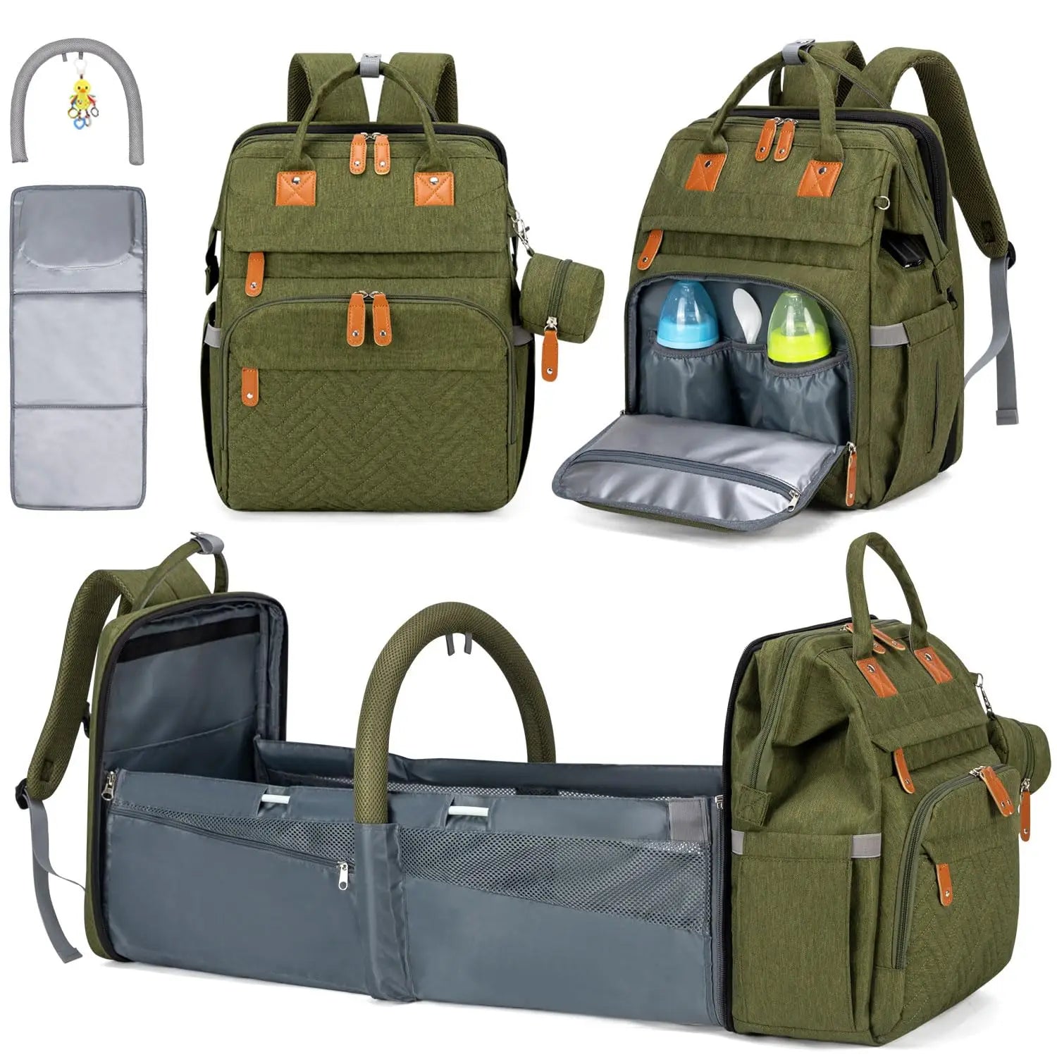 Large Capacity Diaper Backpack with Detachable Changing Station,