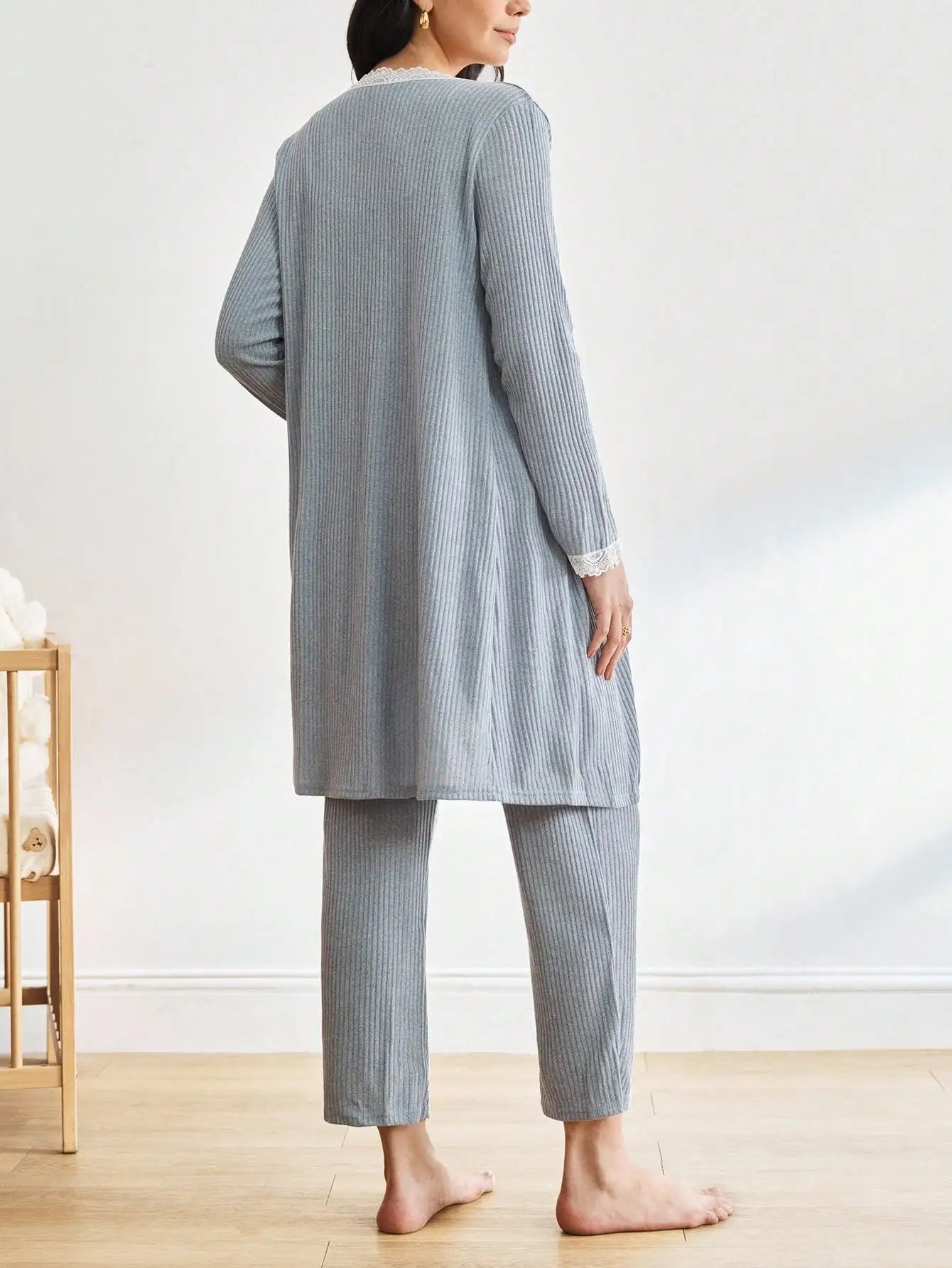 3-Piece Maternity  Nursing Pants & Long Sleeve Robe