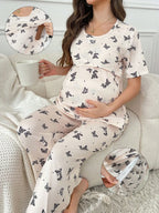 Short Sleeve Maternity Pajama with Nursing Access