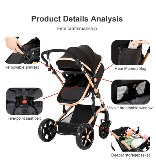 3 in 1 Baby Stroller with Car Seat ISOFIX Compatible