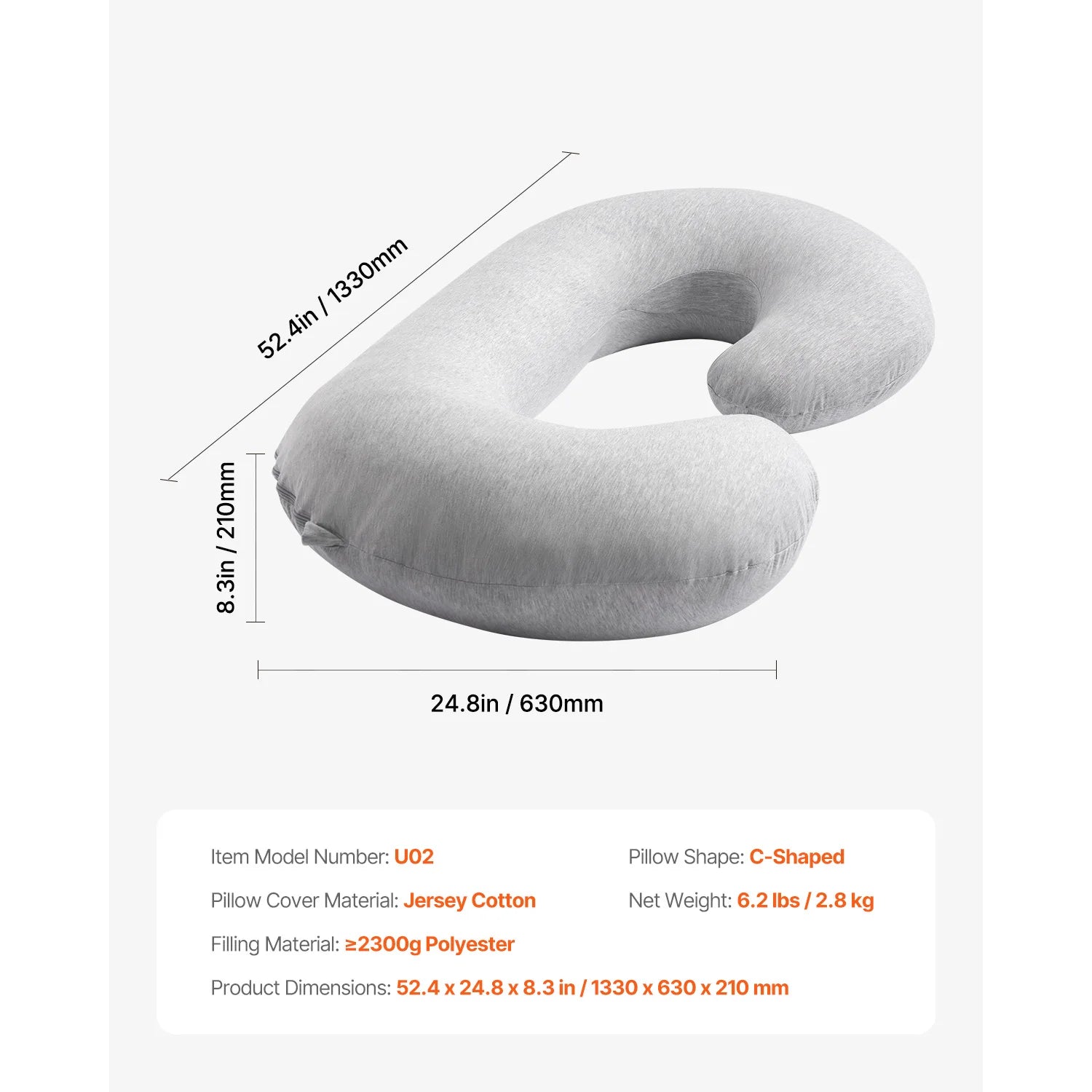 Pregnancy Pillow with Removable &Washable Cover