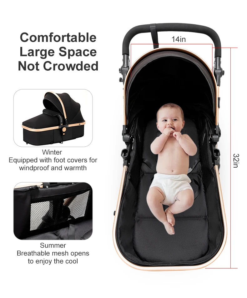 3 in 1 Baby Stroller with Car Seat ISOFIX Compatible
