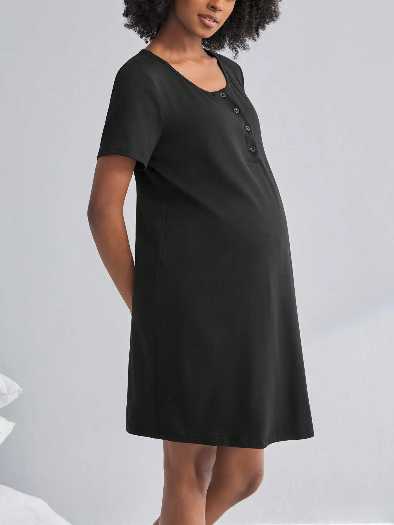 Maternity Short Sleeve Nursing Nightgown