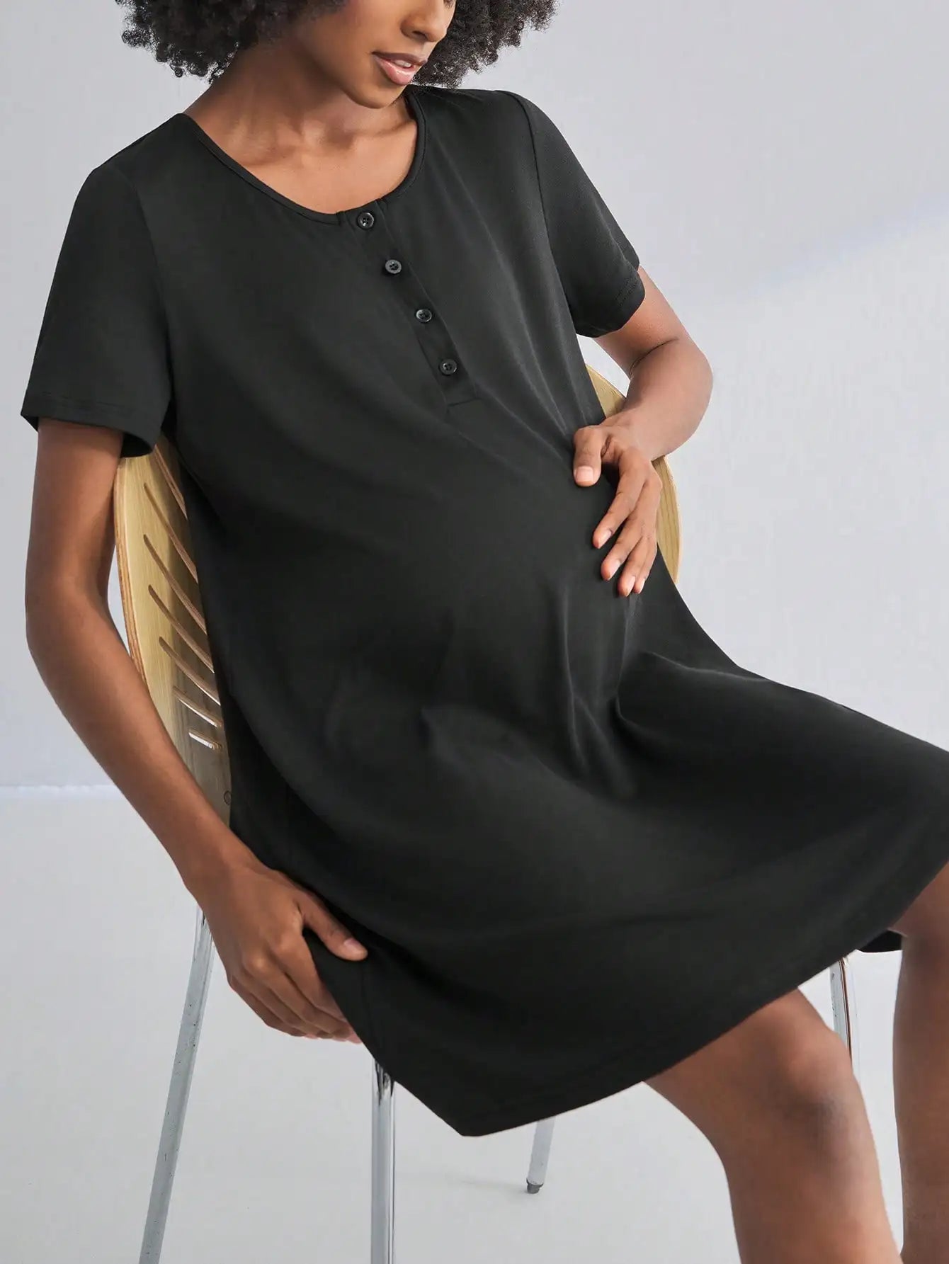 Maternity Short Sleeve Nursing Nightgown