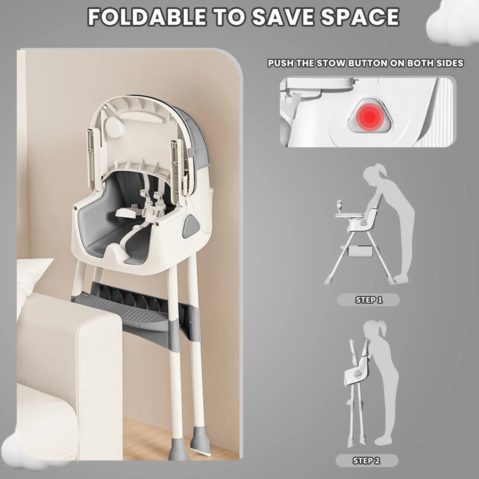 Foldable Baby High Toy Rack, Easy to Clean
