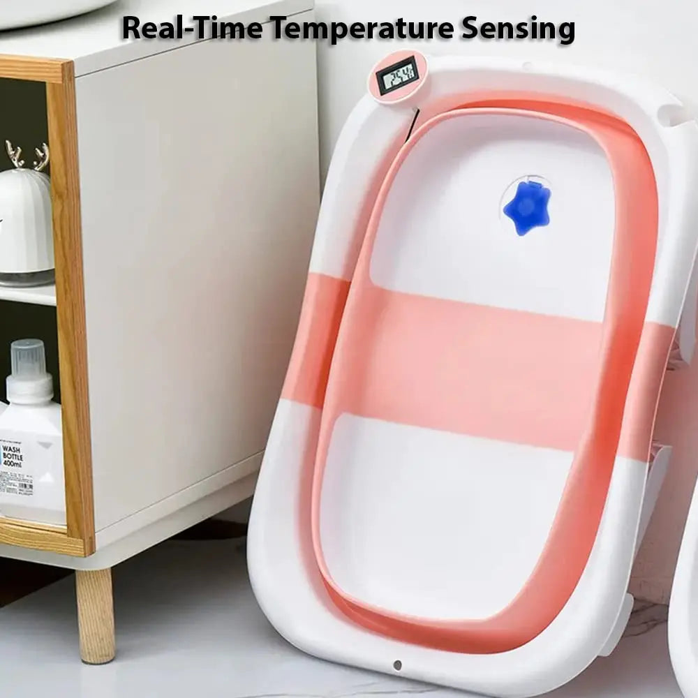 Foldable Baby Bath Tub with Bath Cushion  Thermometer