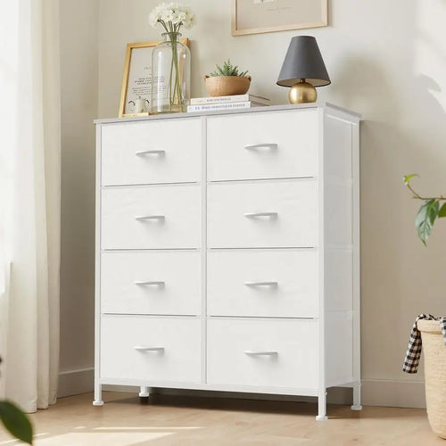 8 Drawers, Anti Tip  Chests  with Wooden Top Metal Frame